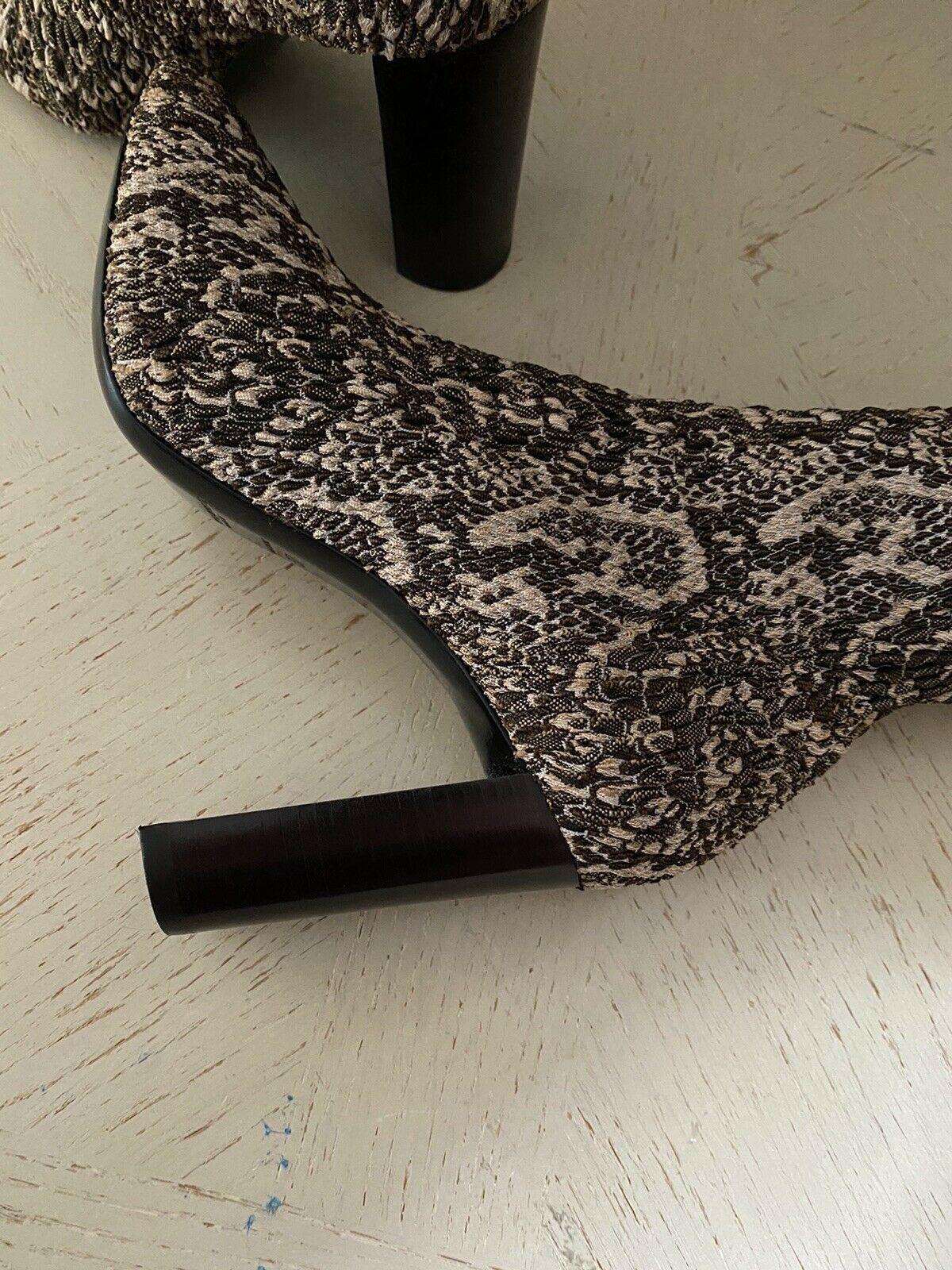 NIB $1295 Saint Laurent Women Knit Sock Boots Shoes Python Stretch 9 US/39 Eu