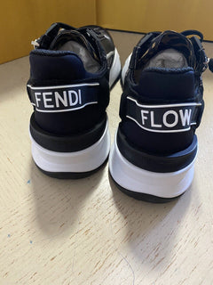 Neue $920 Fendi Herren Flow FF Vertigo Mix Media Sneakers Trasp. Schwarz 8 US/7 Fendi