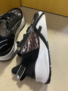 Neue $920 Fendi Herren Flow FF Vertigo Mix Media Sneakers Trasp. Schwarz 8 US/7 Fendi