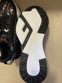 Neue $920 Fendi Herren Flow FF Vertigo Mix Media Sneakers Trasp. Schwarz 8 US/7 Fendi