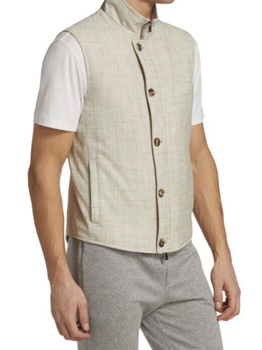 Neue 2500 $ Isaia Herrenweste Gilet Beige 42 US (52 Eu) Italien