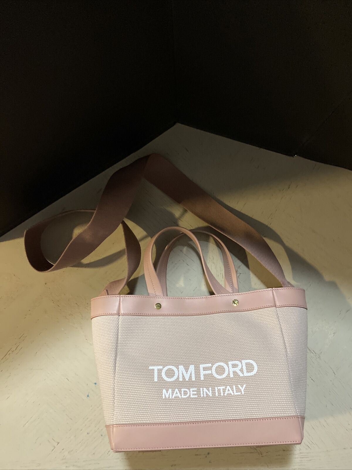 New $1390 TOM FORD Women’s Mini Logo Tote Bag  Dusty Pick Italy