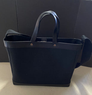 Neu $1590 TOM FORD Damen Canvas/Leder Logo Shopping Medium Tote Bag Schwarz