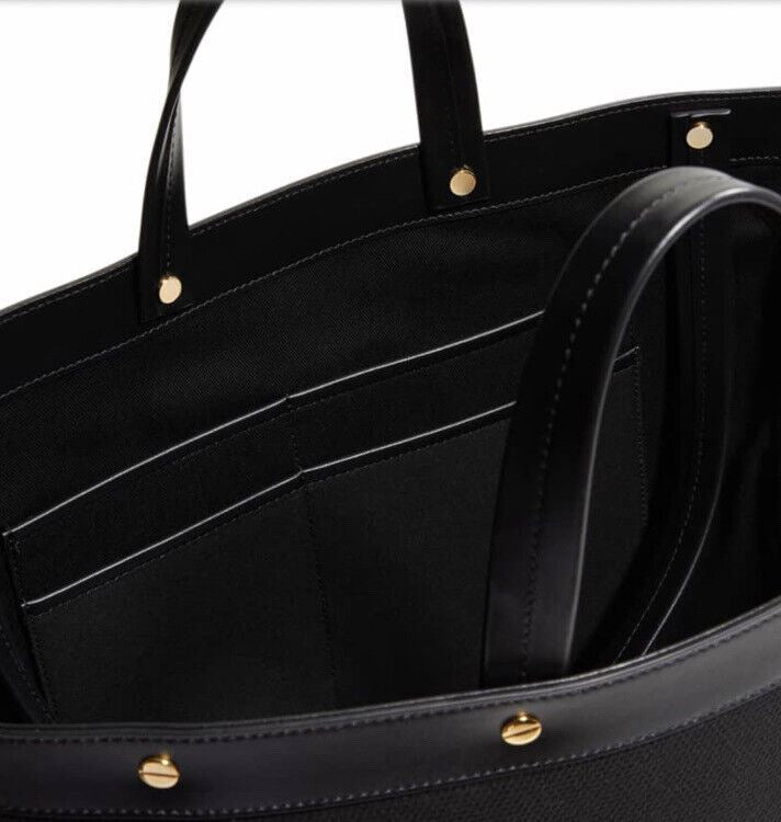 New $1590 TOM FORD Women Canvas/Leather Logo Shopping Medium Tote Bag Black