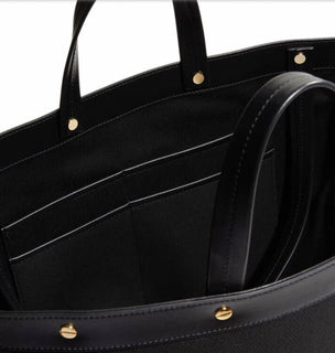 Neu $1590 TOM FORD Damen Canvas/Leder Logo Shopping Medium Tote Bag Schwarz