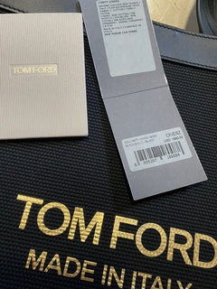 Neu $1590 TOM FORD Damen Canvas/Leder Logo Shopping Medium Tote Bag Schwarz