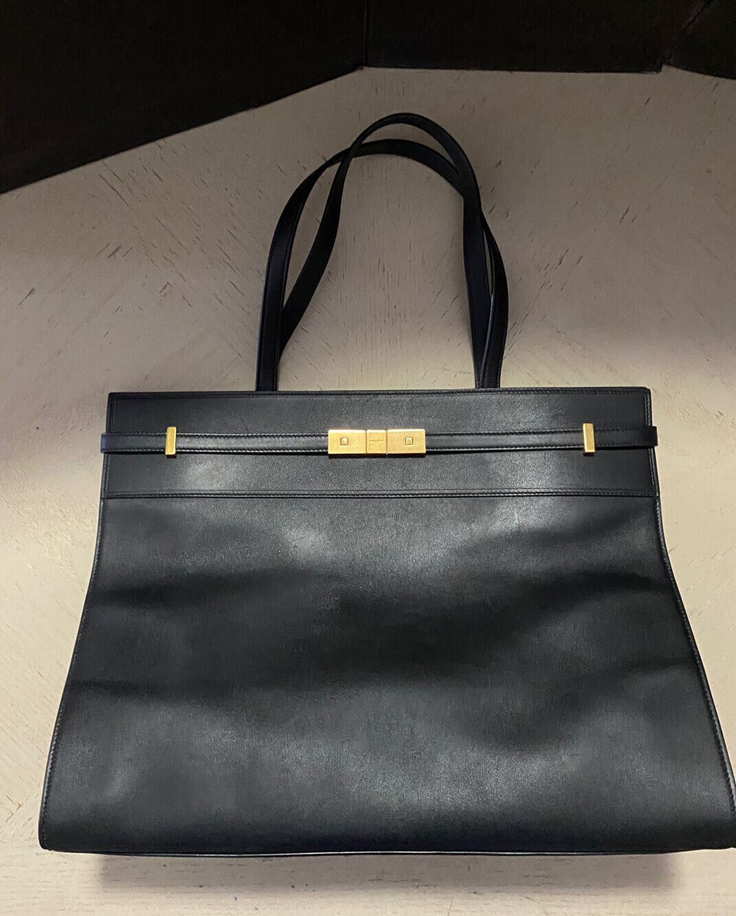 New $2350 Saint Laurent YSL Leather Top Handle Tote Bag Black Italy