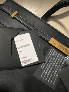 Neue 2350 $ Saint Laurent YSL Leder-Tragetasche mit Griff oben, Schwarz, Italien