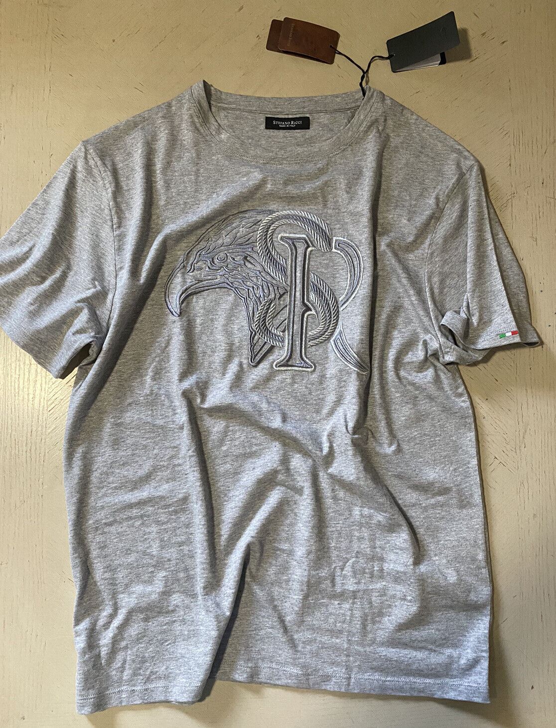 Neu mit Etikett: Stefano Ricci Herren-T-Shirt aus Baumwolle und Modal, Grau, Größe XL US (2XL Eu)