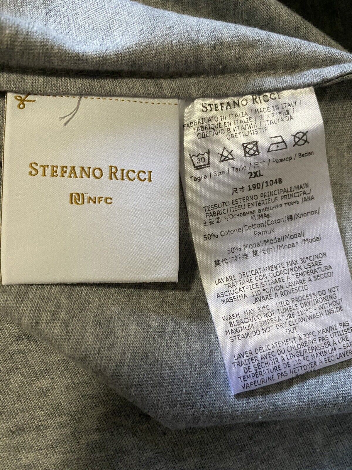 NWT Stefano Ricci Mens Cotton-Modal T-Shirt Gray Size XL US ( 2XL Eu )