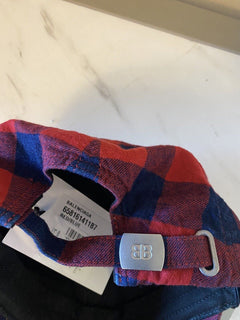 Neu mit Etikett: Balenciaga Flanell-Baseballmütze, Rot/Blau, Größe L, Italien