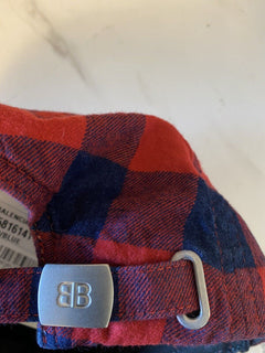 Neu mit Etikett: Balenciaga Flanell-Baseballmütze, Rot/Blau, Größe L, Italien