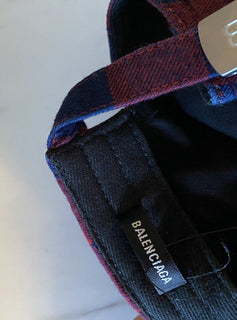 Neu mit Etikett: Balenciaga Flanell-Baseballmütze, Rot/Blau, Größe L, Italien