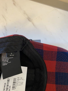 Neu mit Etikett: Balenciaga Flanell-Baseballmütze, Rot/Blau, Größe L, Italien