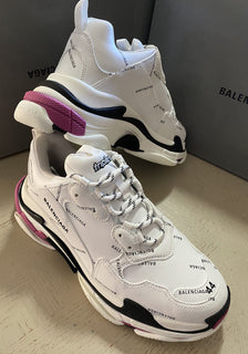Neu $ 1090 Balenciaga Herren Triple S Logo Chunky Sneakers Weiß 11 US/44 Eu