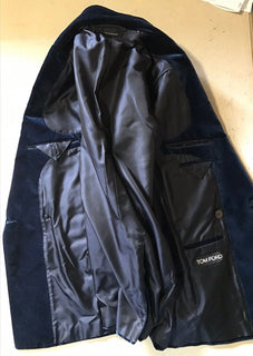 Neu mit Etikett: 3970 $ TOM FORD Herren Atticus Velvet Corduroy Jacke Navy 38 US/50 Eu Switz