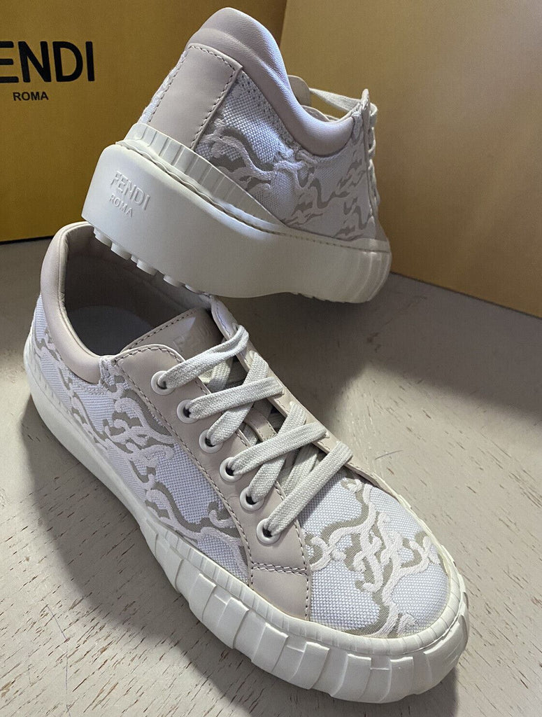 NIB 770 $ Fendi Damen Canvas/Leder Logo Sneakers Schuhe Camelia 10,5/40,5 Eu