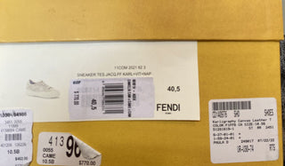 NIB 770 $ Fendi Damen Canvas/Leder Logo Sneakers Schuhe Camelia 10,5/40,5 Eu