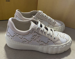 NIB 770 $ Fendi Damen Canvas/Leder Logo Sneakers Schuhe Camelia 10,5/40,5 Eu