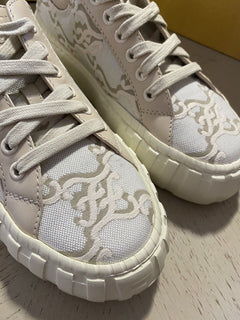 NIB 770 $ Fendi Damen Canvas/Leder Logo Sneakers Schuhe Camelia 10,5/40,5 Eu