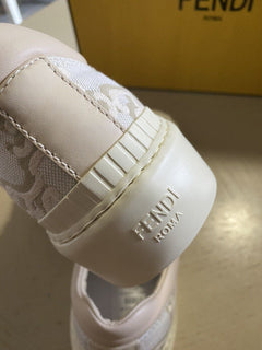 NIB 770 $ Fendi Damen Canvas/Leder Logo Sneakers Schuhe Camelia 10,5/40,5 Eu