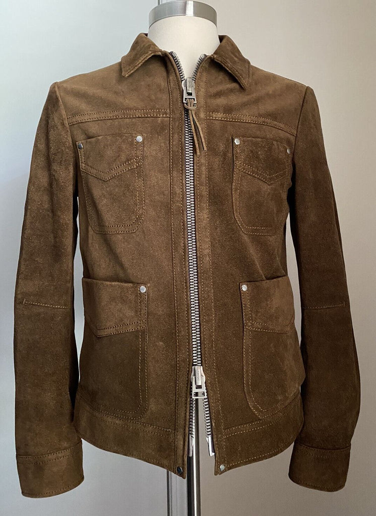 Neu $6590 TOM FORD Herren Slim Fit Wildleder Feldjacke Mantel Braun 38 US/48 Eu Italien