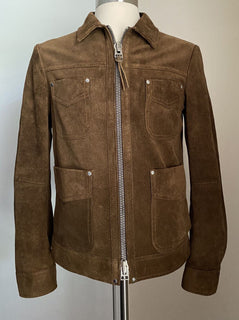 Neu $6590 TOM FORD Herren Slim Fit Wildleder Feldjacke Mantel Braun 38 US/48 Eu Italien