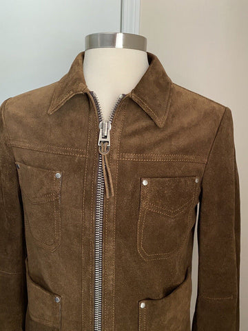 Neu $6590 TOM FORD Herren Slim Fit Wildleder Feldjacke Mantel Braun 38 US/48 Eu Italien