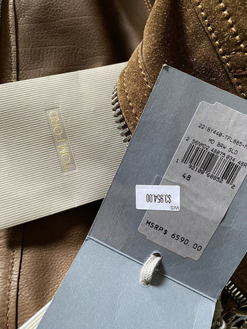 Neu $6590 TOM FORD Herren Slim Fit Wildleder Feldjacke Mantel Braun 38 US/48 Eu Italien