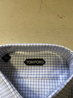 Neu 620 $ TOM FORD Herrenhemd Blau/Weiß Größe 17,5/44 Italien