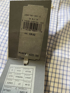 Neu 620 $ TOM FORD Herrenhemd Blau/Weiß Größe 17,5/44 Italien