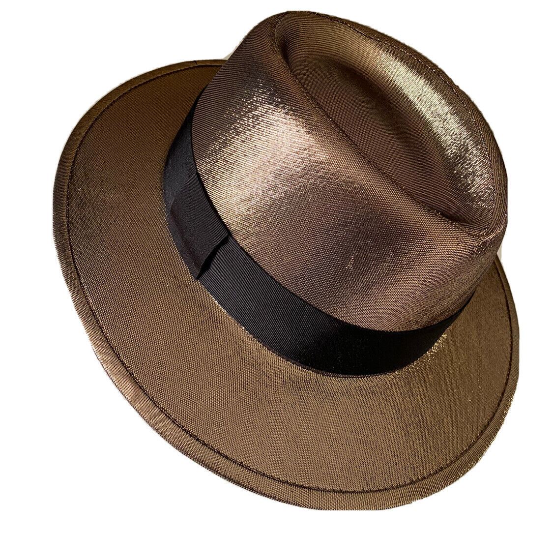 СЗТ 895 долларов США Saint Laurent Мужская фетровая шляпа Lane Fedora золотистого цвета, размер L, Италия