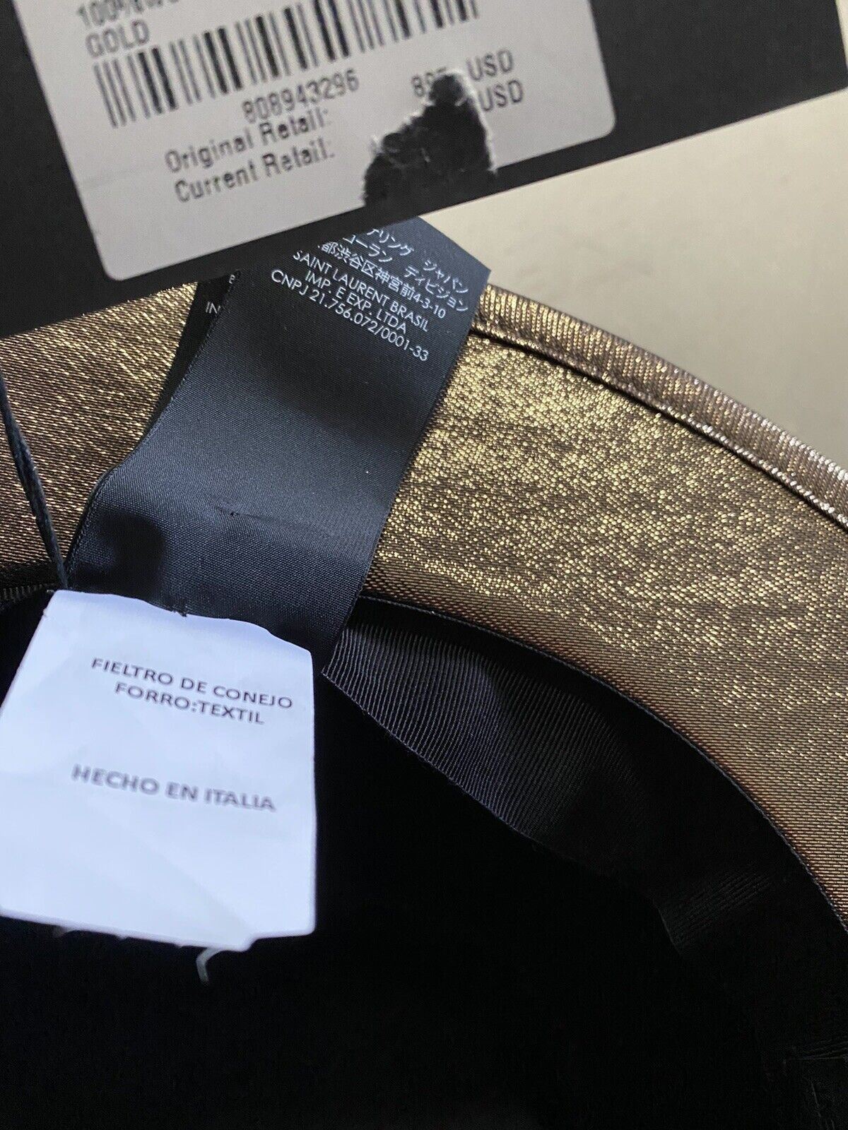 NWT $895 Saint Laurent Men Lane Felt Fedora Hat Gold Size L Italy