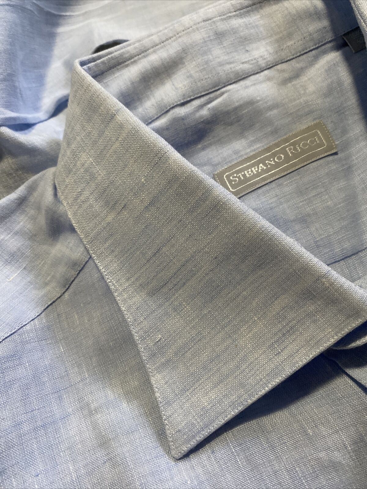 NWT $750 Stefano Ricci Мужская льняная классическая рубашка LT Синий 16.5/42 Италия