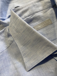 Neu mit Etikett: 750 $ Stefano Ricci Herren Leinenhemd LT Blau 16,5/42 Italien