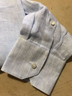 Neu mit Etikett: 750 $ Stefano Ricci Herren Leinenhemd LT Blau 16,5/42 Italien
