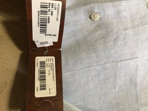 Neu mit Etikett: 750 $ Stefano Ricci Herren Leinenhemd LT Blau 16,5/42 Italien