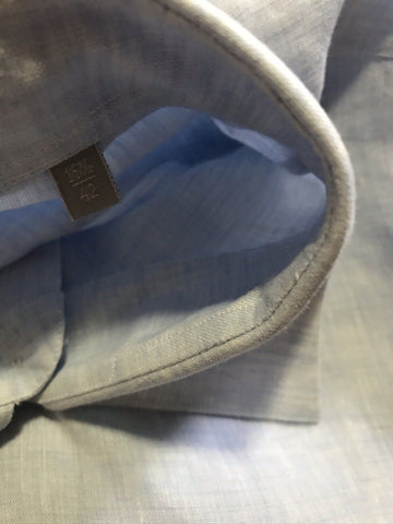 Neu mit Etikett: 750 $ Stefano Ricci Herren Leinenhemd LT Blau 16,5/42 Italien