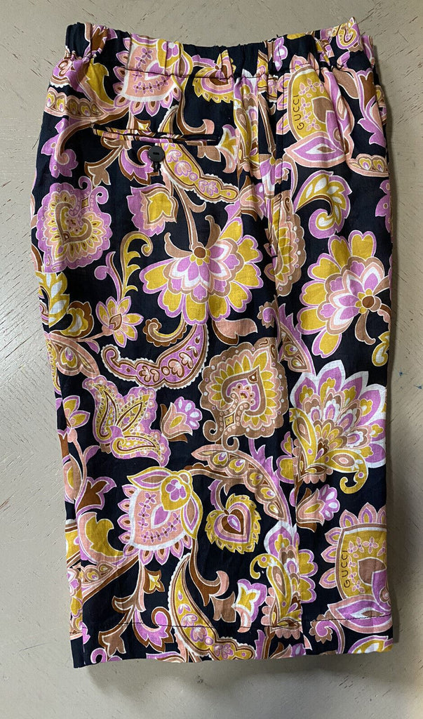 Neu mit Etikett: Gucci Herren-Shorts aus Leinen mit Gucci-Monogramm, Schwarz/Rosa/Beige, 30 US/44 Eu