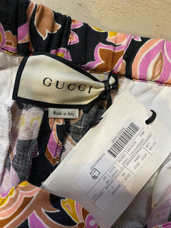 Neu mit Etikett: Gucci Herren-Shorts aus Leinen mit Gucci-Monogramm, Schwarz/Rosa/Beige, 30 US/44 Eu