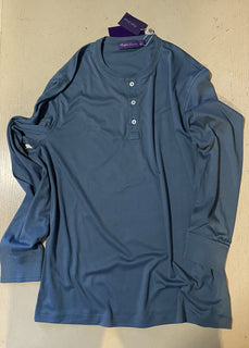 Neu mit Etikett: Ralph Lauren Purple Label Herren-Henley-Hemd, einfarbig, Blau, Größe L