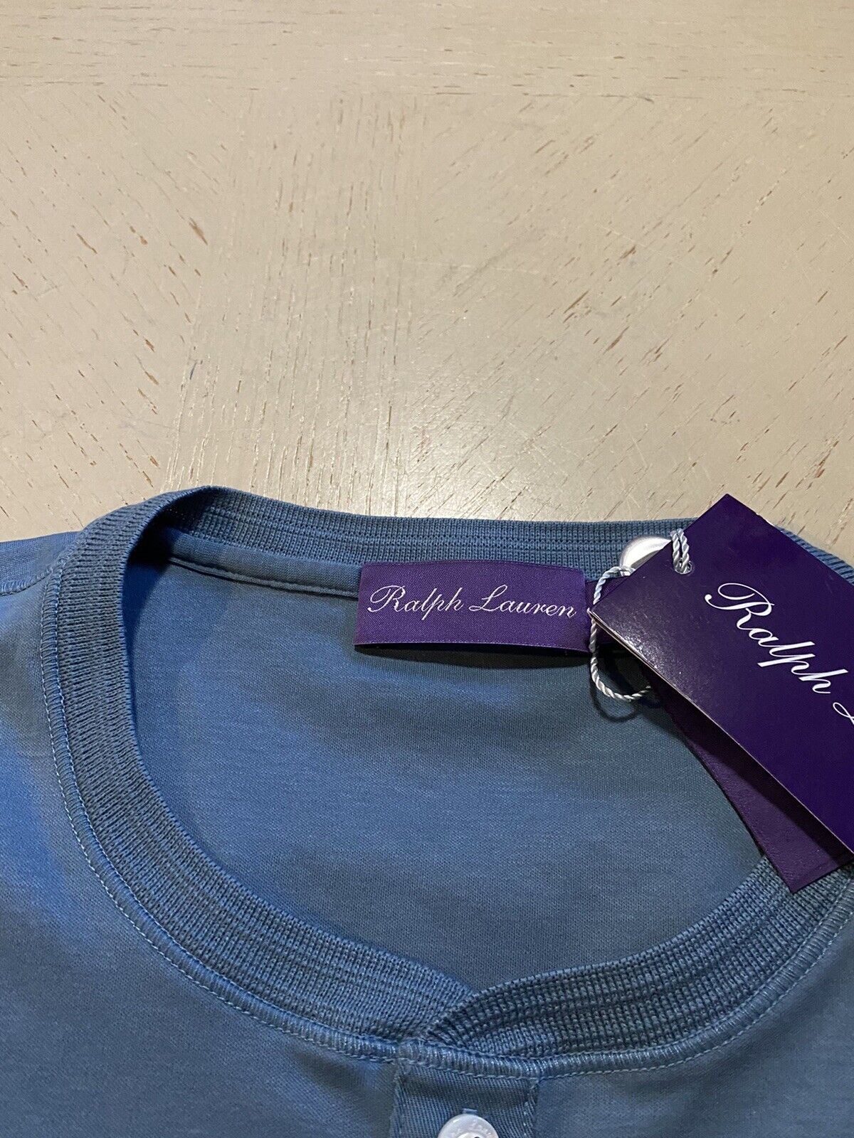 NWT Ralph Lauren Purple Label Men’s Solid Henley Shirt Blue Size L