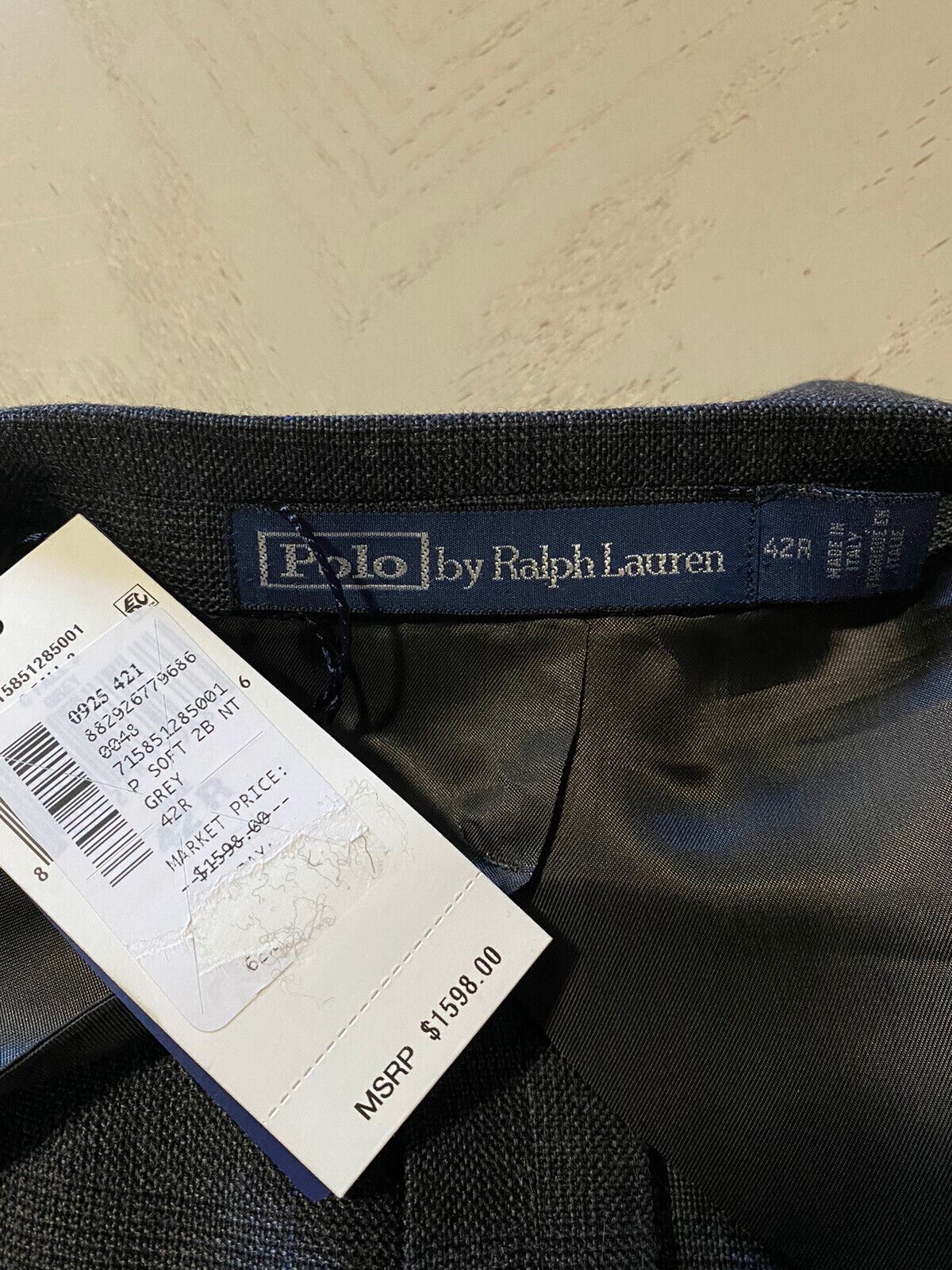 New $1598 Polo Ralph Lauren Men Suit Dark Gray 42R US/52R Eu Italy
