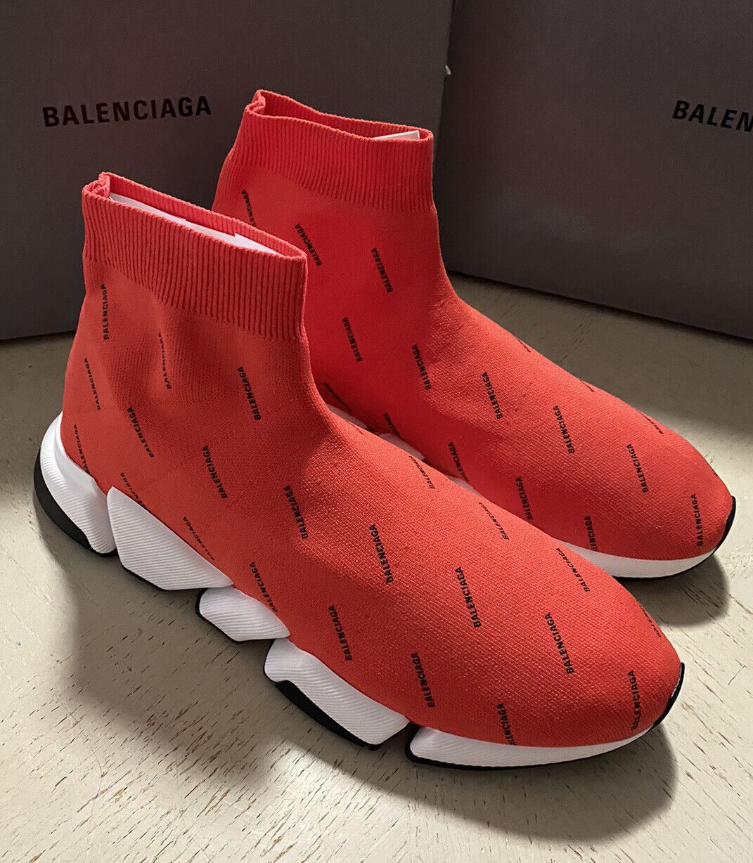New $995 Balenciaga Men's Speed Lt. 20 Logo Knit Sock Trainer Sneakers Red 13 US