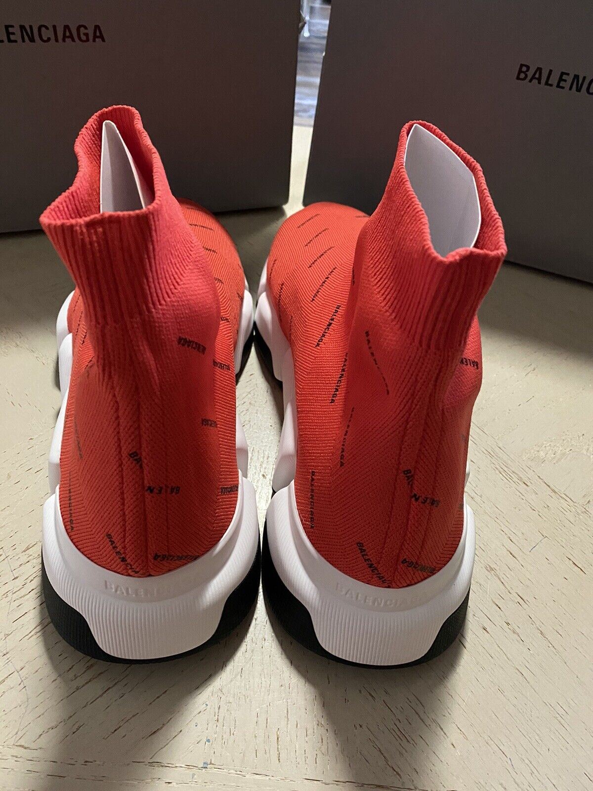 Balenciaga Red Knit Fabric Speed Trainer BB Sock Sneakers Size 43