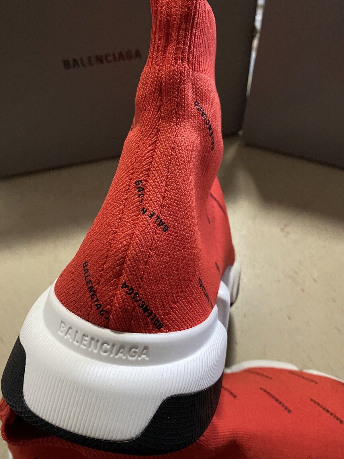 Neu $ 995 Balenciaga Herren Speed ​​Lt. 20 Logo Knit Sock Trainer Sneakers Rot 13 US