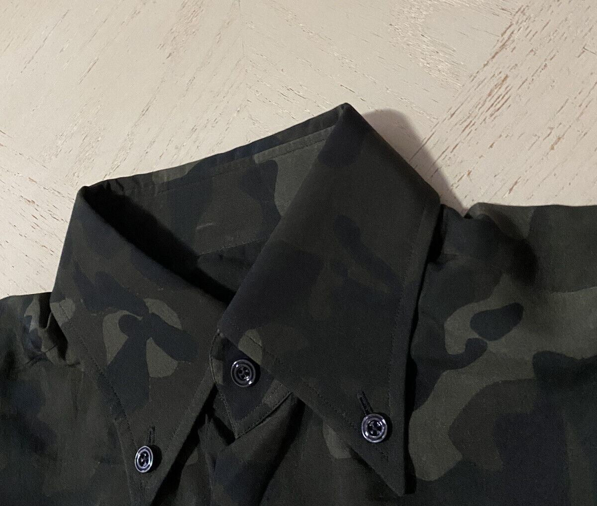 Новая мужская классическая рубашка с камуфляжным принтом TOM FORD, зеленая/веерная, 40/15 3/4, Швейцария, $735