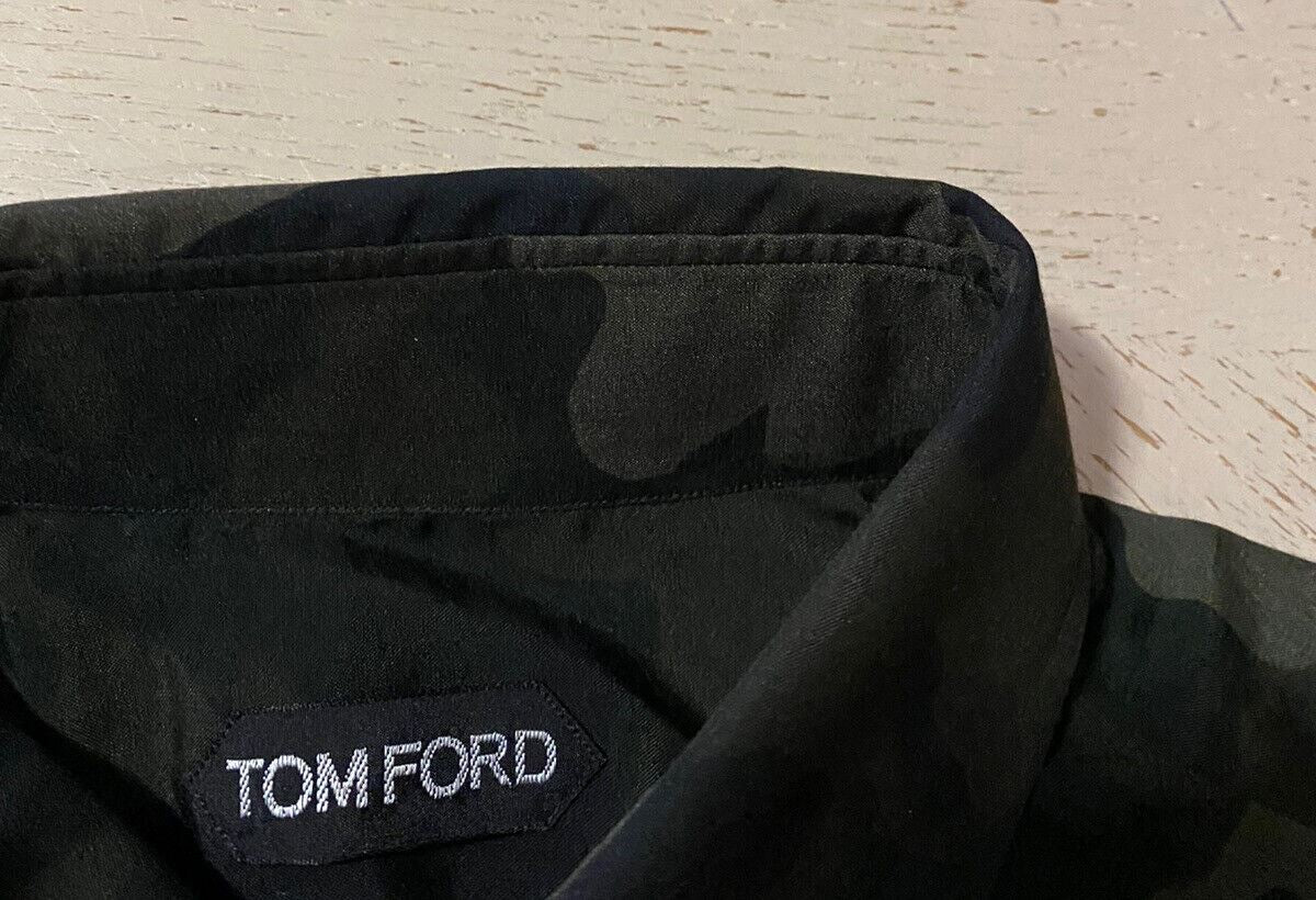 New $735 TOM FORD Men's Camouflage Dress Shirt  Green/fan 40/15 3/4 Switzerland