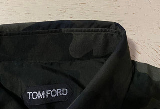 Neu $735 TOM FORD Herren-Tarnanzughemd Grün/Fächer 40/15 3/4 Schweiz