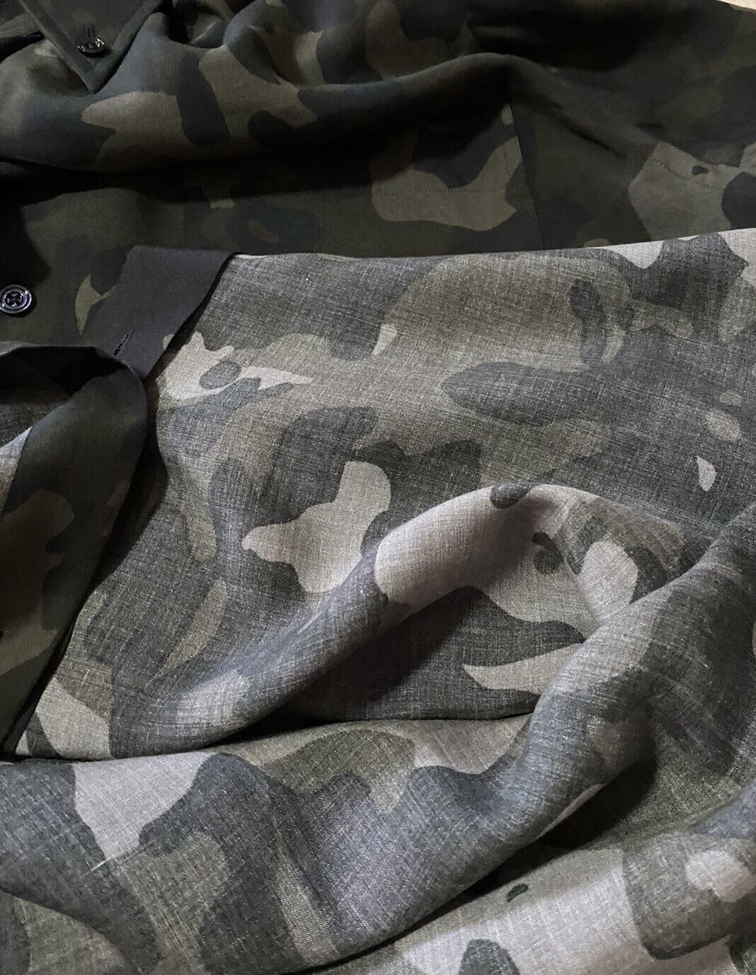 New $735 TOM FORD Men's Camouflage Dress Shirt  Green/fan 40/15 3/4 Switzerland